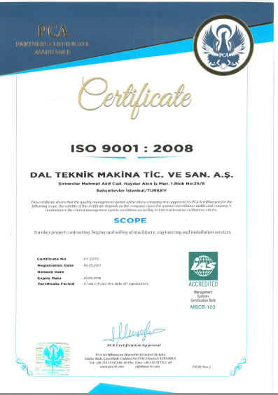Dal Technic Machinery - Certificates